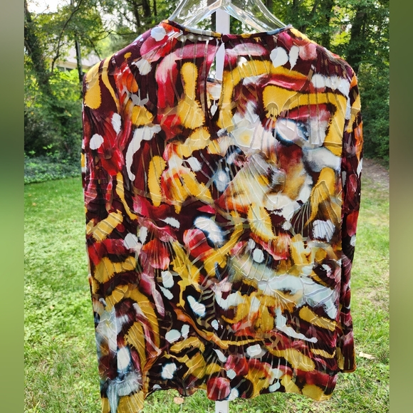 NWOT Lafayette 148 New York Adela Long-Sleeve Burnout Blouse-Women's size XL - Picture 5 of 7